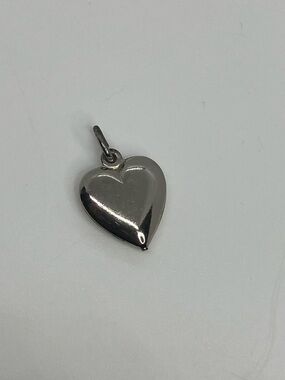 Vtg 925 Sterling Silver Puffy Heart Charm Bracelet Pendant